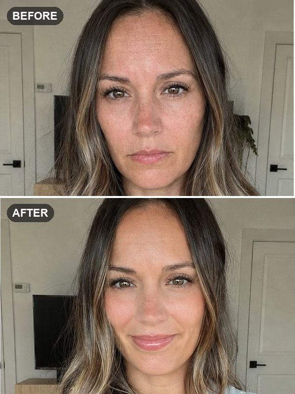 Her before and after eight weeks of nightly use.